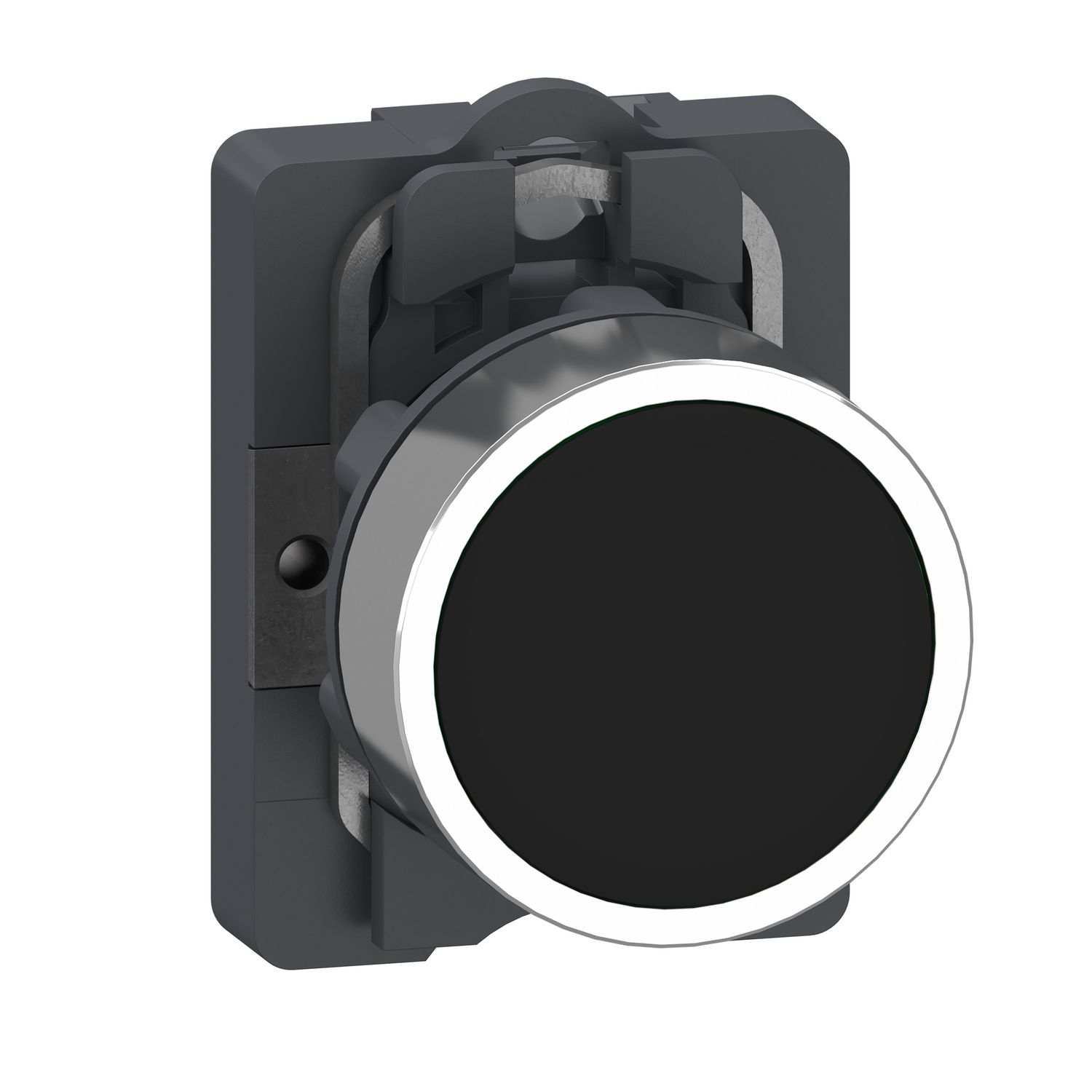 Picture of Complete push button, Easy Harmony XA2, plastic head, 22mm, black, 1NO, self-lock, unmarked