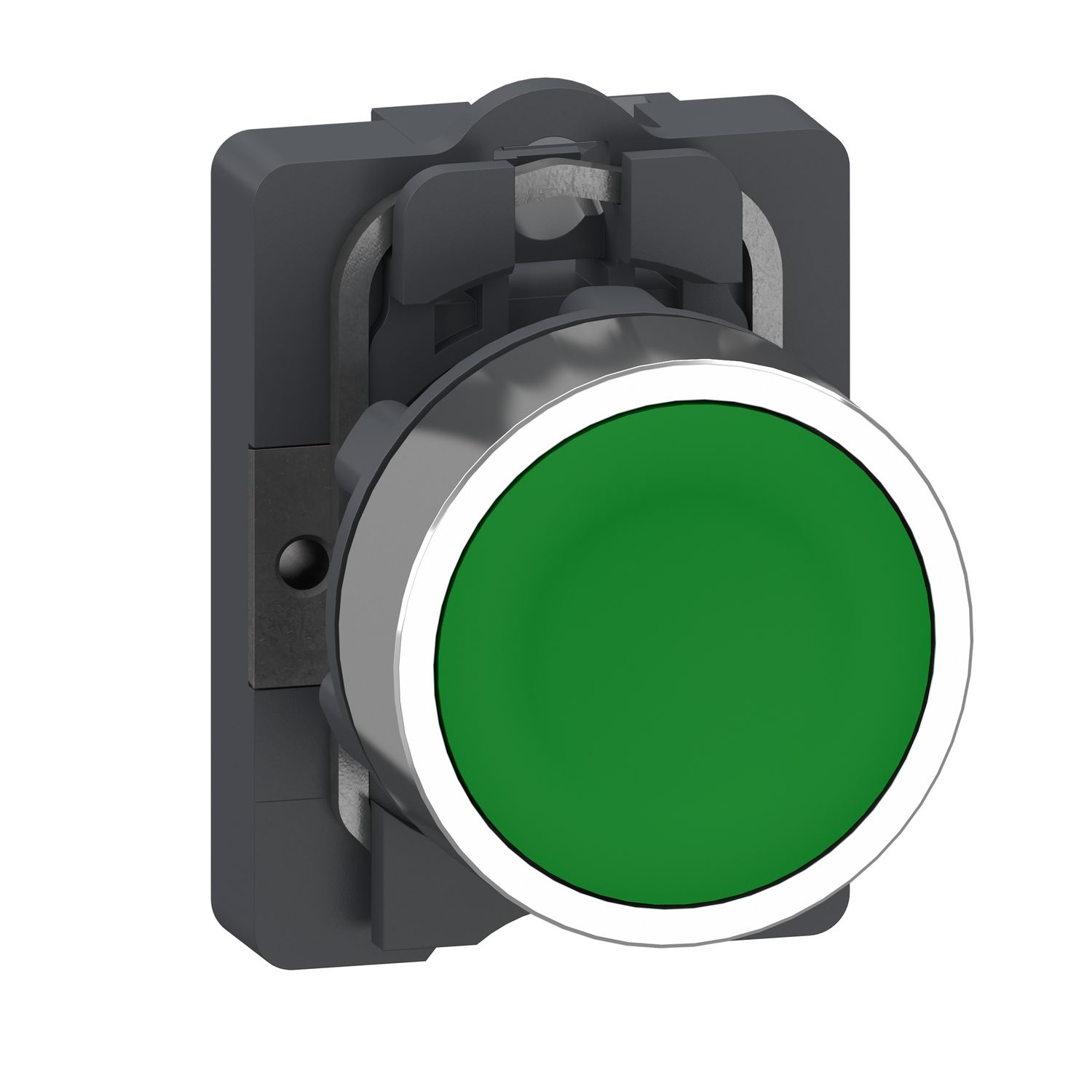 Picture of Complete push button, Easy Harmony XA2, plastic head, 22mm, green, 1NO, self-lock, unmarked