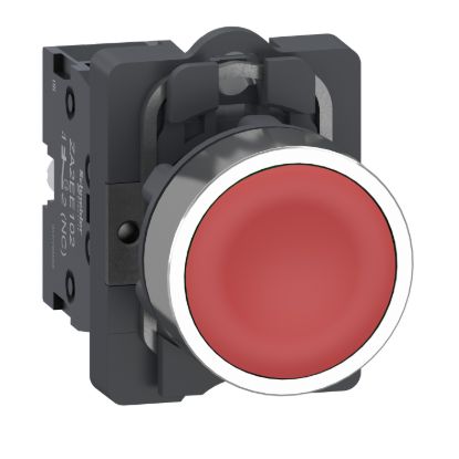 Picture of Complete push button, Easy Harmony XA2, plastic head, 22mm, red, 1NC, self-lock, unmarked