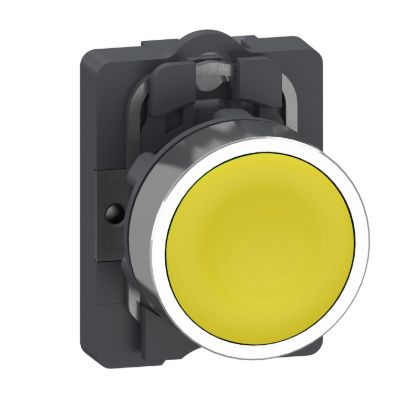 Picture of Complete push button, Easy Harmony XA2, plastic head, 22mm, yellow, 1NO, self-lock, unmarked
