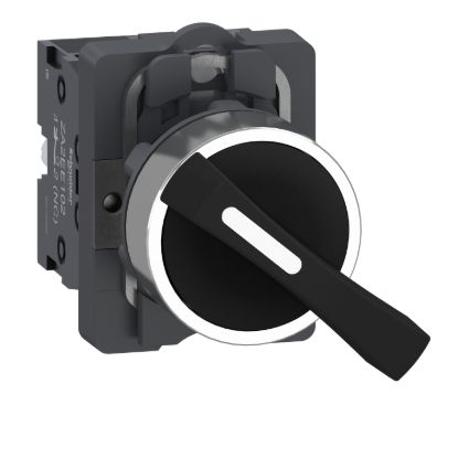 Picture of Complete selector switch, Easy Harmony XA2, plastic long handle, 22mm, 2-position, 1NO+1NC, stay put, black