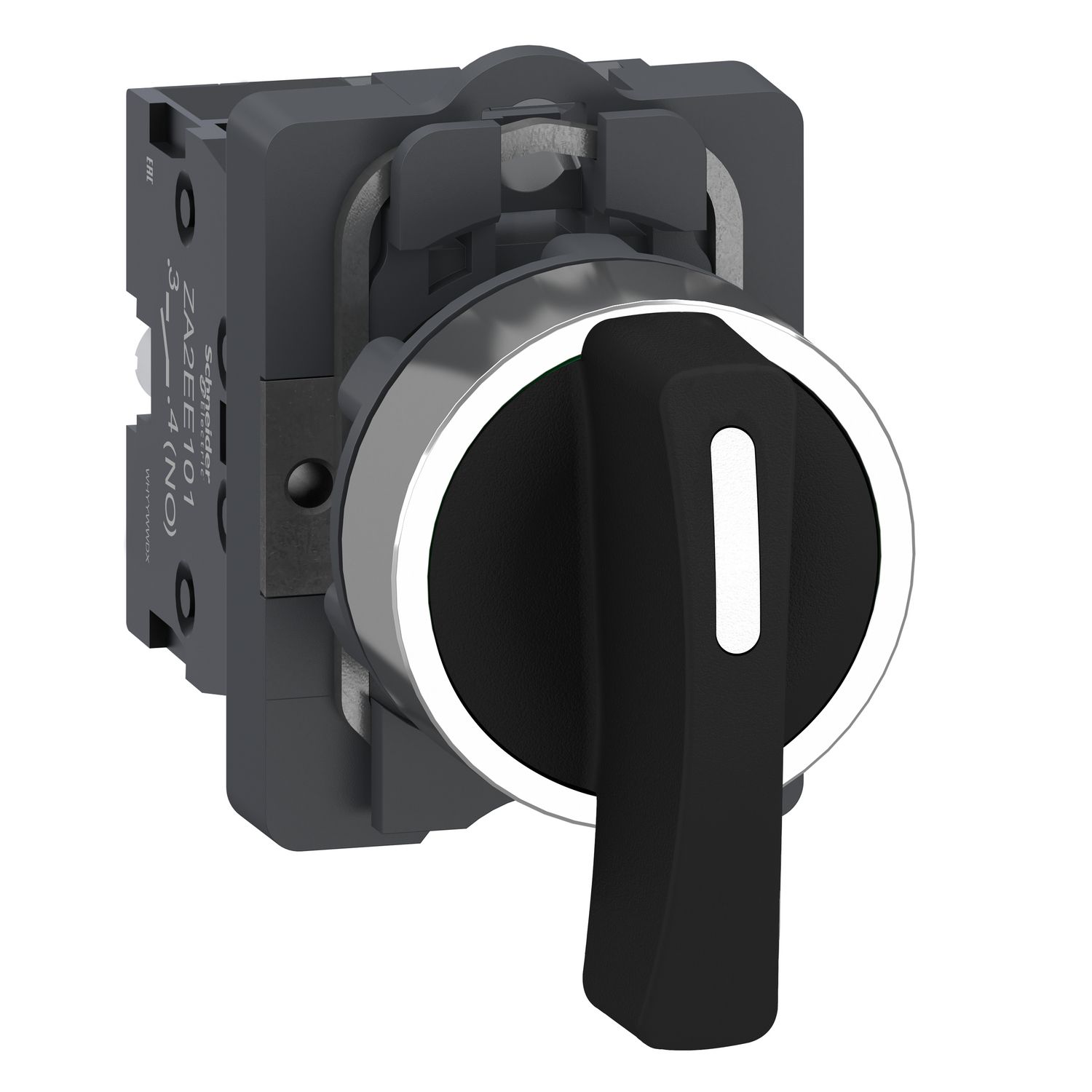 Picture of Complete selector switch, Easy Harmony XA2, plastic long handle, 22mm, 3-position, 2NO, stay put, black