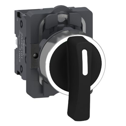 Picture of Complete selector switch, Easy Harmony XA2, plastic long handle, 22mm, 3-position, 2NO, stay put, black