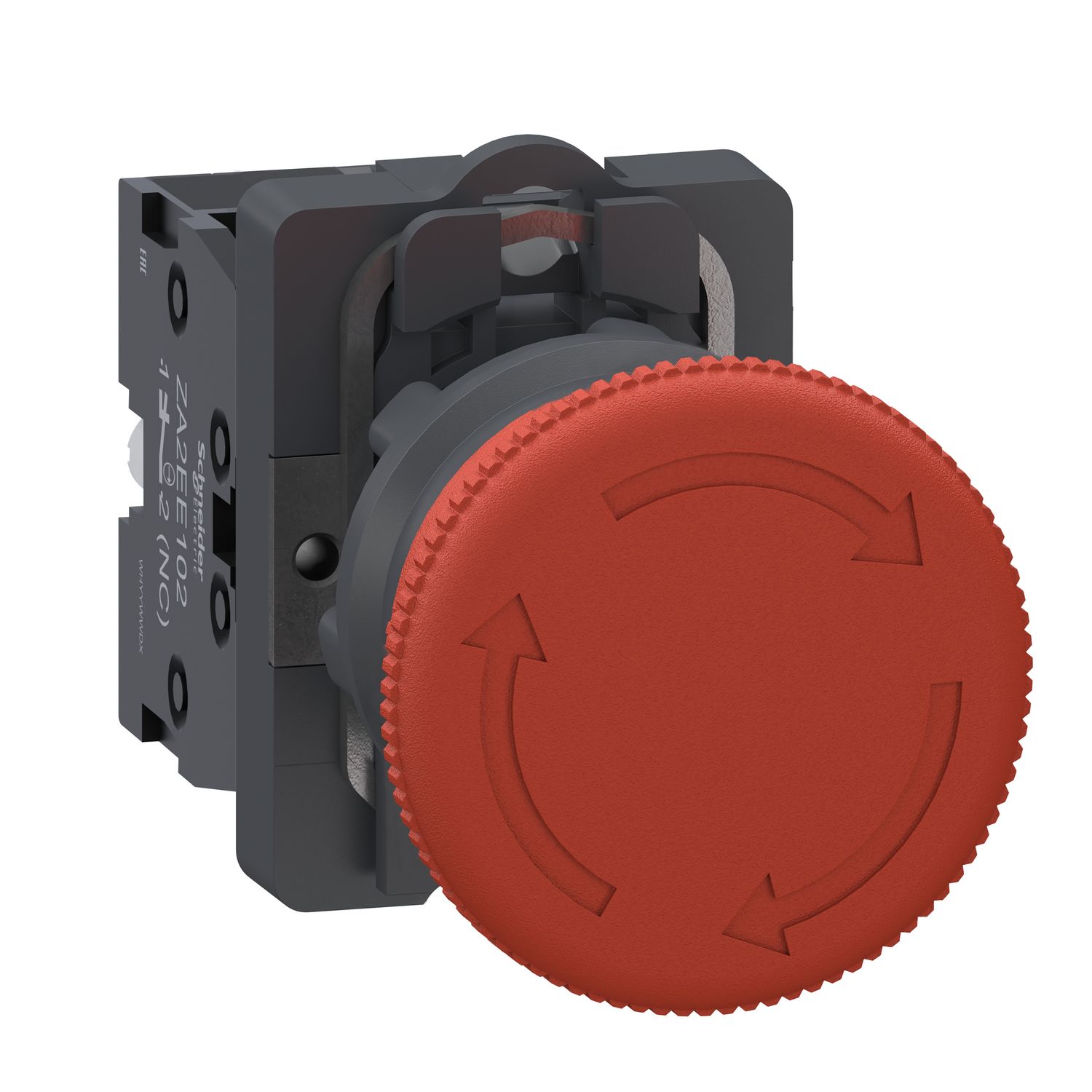 Picture of Complete emergency switching off push button, Easy Harmony XA2, plastic head, 22mm, turn to release, 40mm, 1NC, red