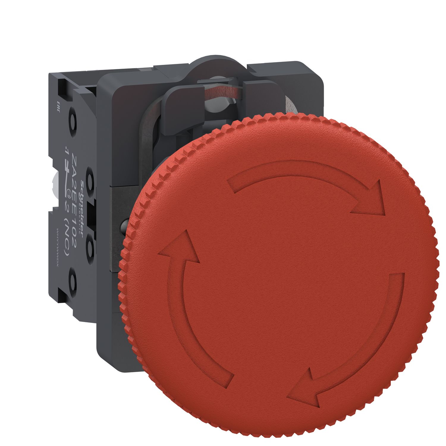 Picture of Complete emergency switching off push button, Easy Harmony XA2, plastic head, 22mm, turn to release, 60mm, 1NC, red