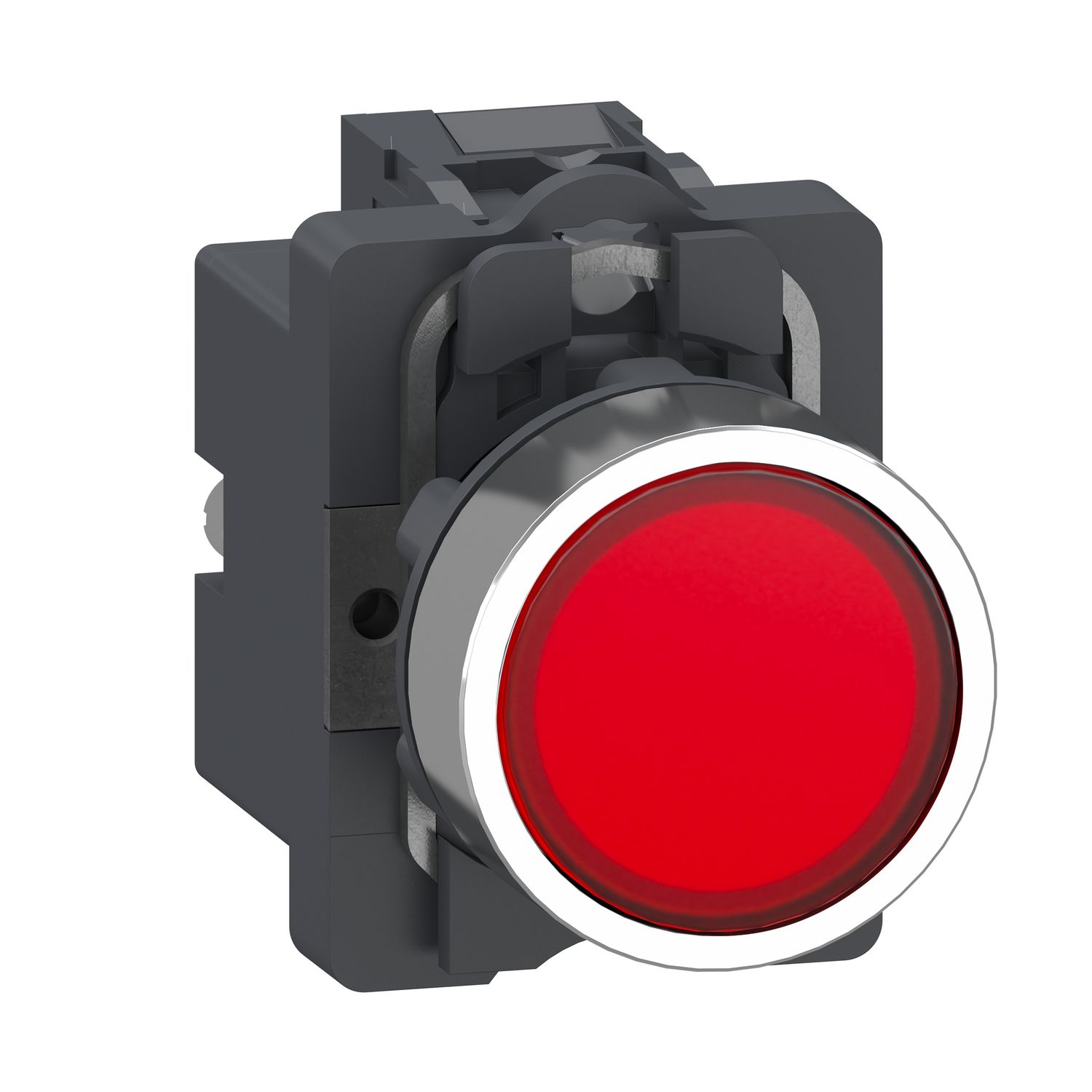 Picture of Complete illuminated push button, Easy Harmony XA2, plastic head, 22mm, red, 1NO, AC 220V, spring return