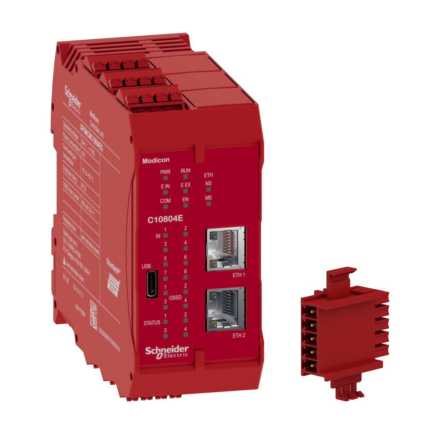 Picture of Safety controller with embedded communication, Modicon MCM, 8 inputs 4 outputs, monitors expansion modules, screw