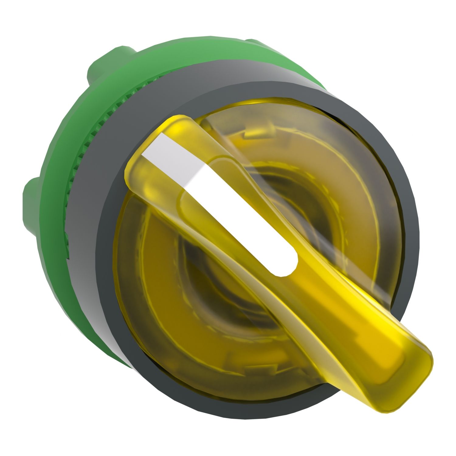 Picture of Head for illuminated selector switch, Harmony XB5, plastic, yellow handle, 22mm, universal LED, 2 positions