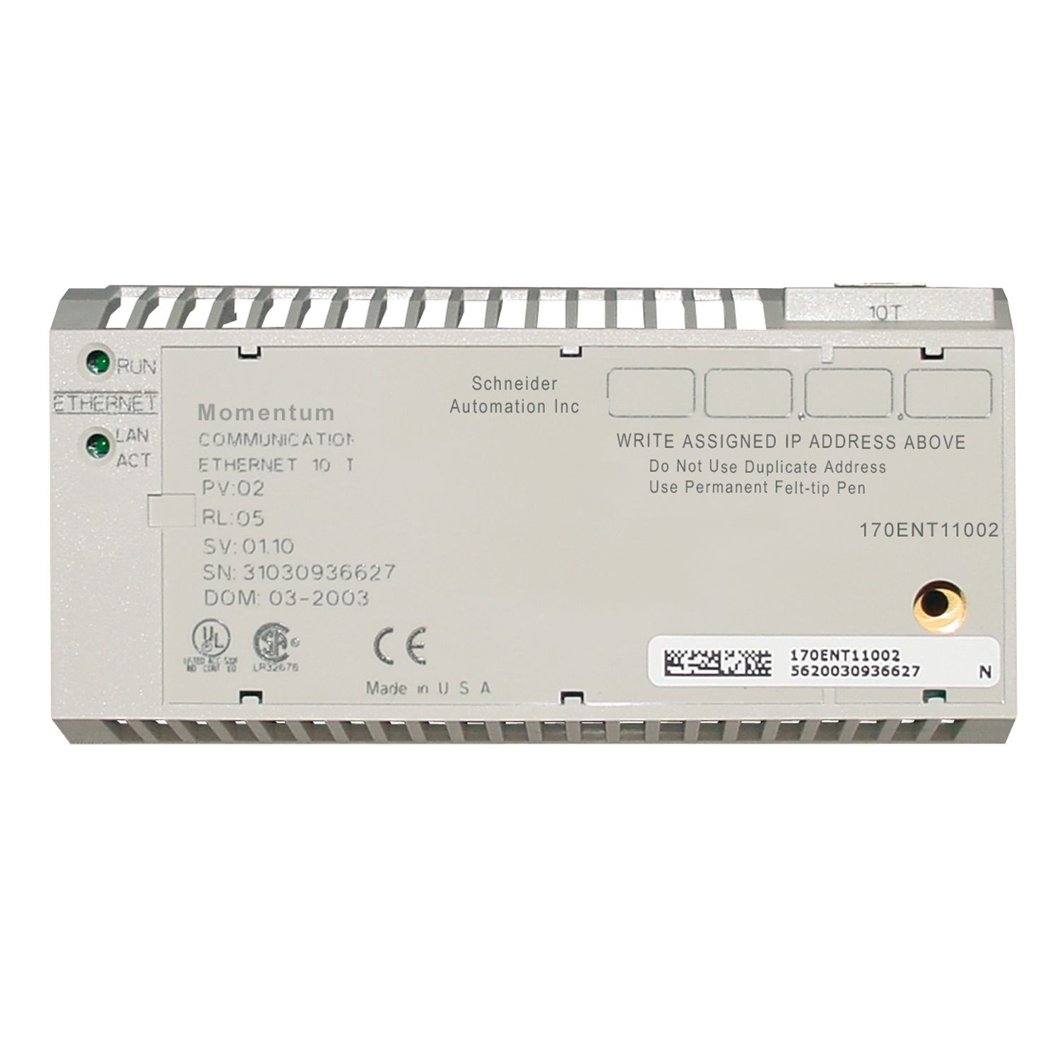 Picture of Modicon Momentum - Ethernet communication adaptor - 10 Mbit/s