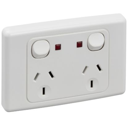 Picture of Twin Switch Socket Outlet, 2000 Series, 250V, 10A, Indicator