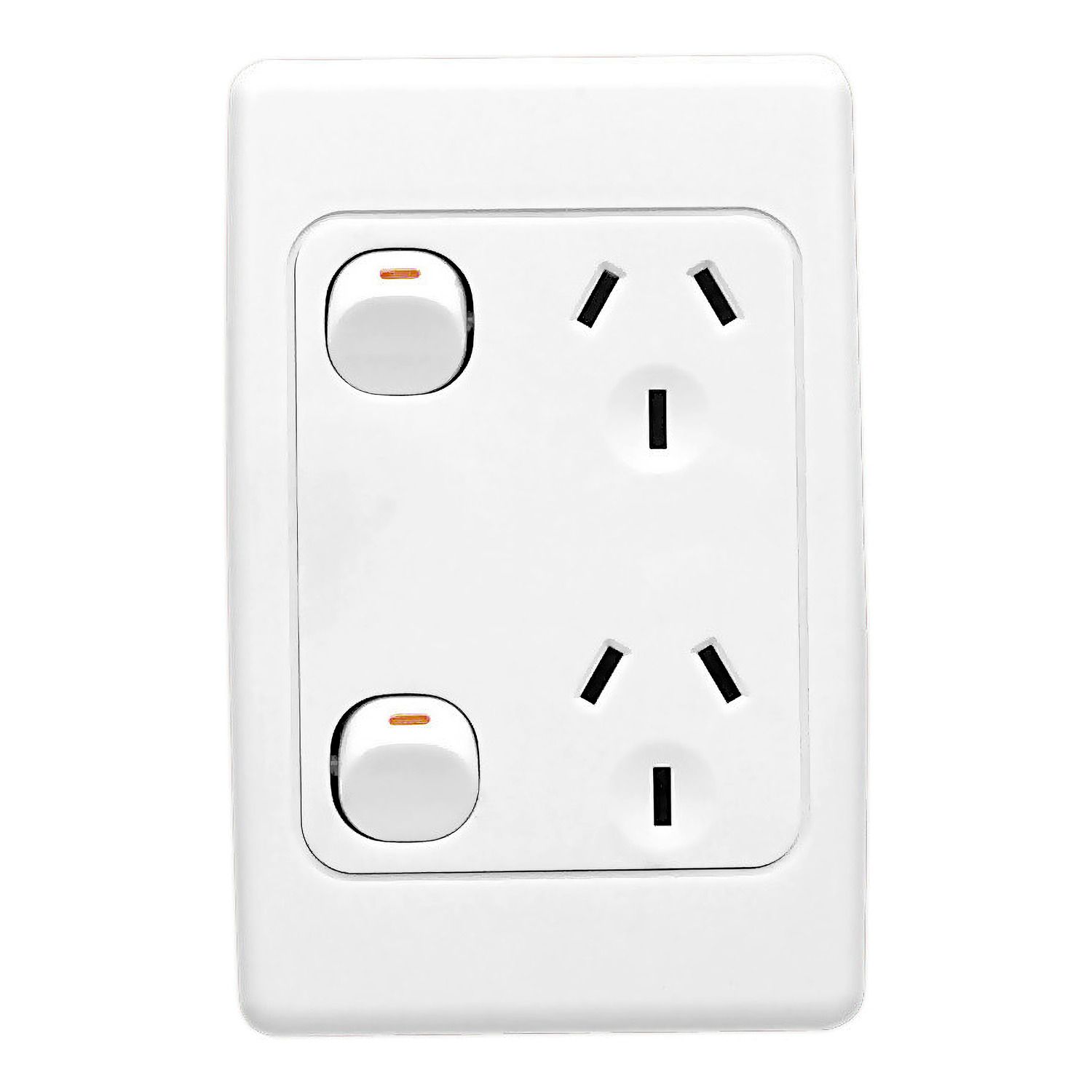 Picture of Twin Switch Socket Outlet, 2000 Series, 250V, 10A, Vertical, Standard Size
