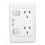 Picture of Twin Switch Socket Outlet, 2000 Series, 250V, 10A, Vertical, Indicator