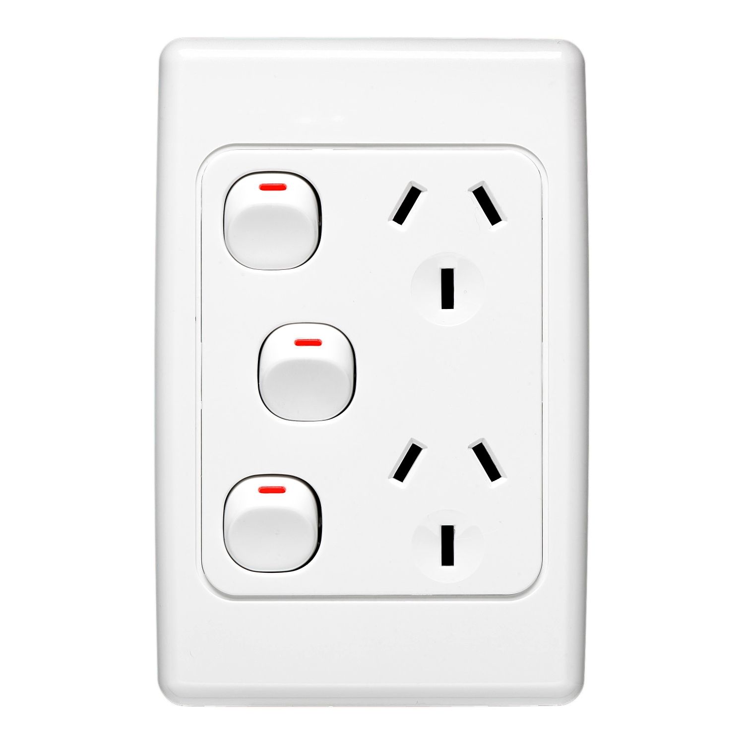 Picture of Twin Switch Socket Outlet, 2000 Series, 250V, 10A, Vertical, Removable Extra Switch