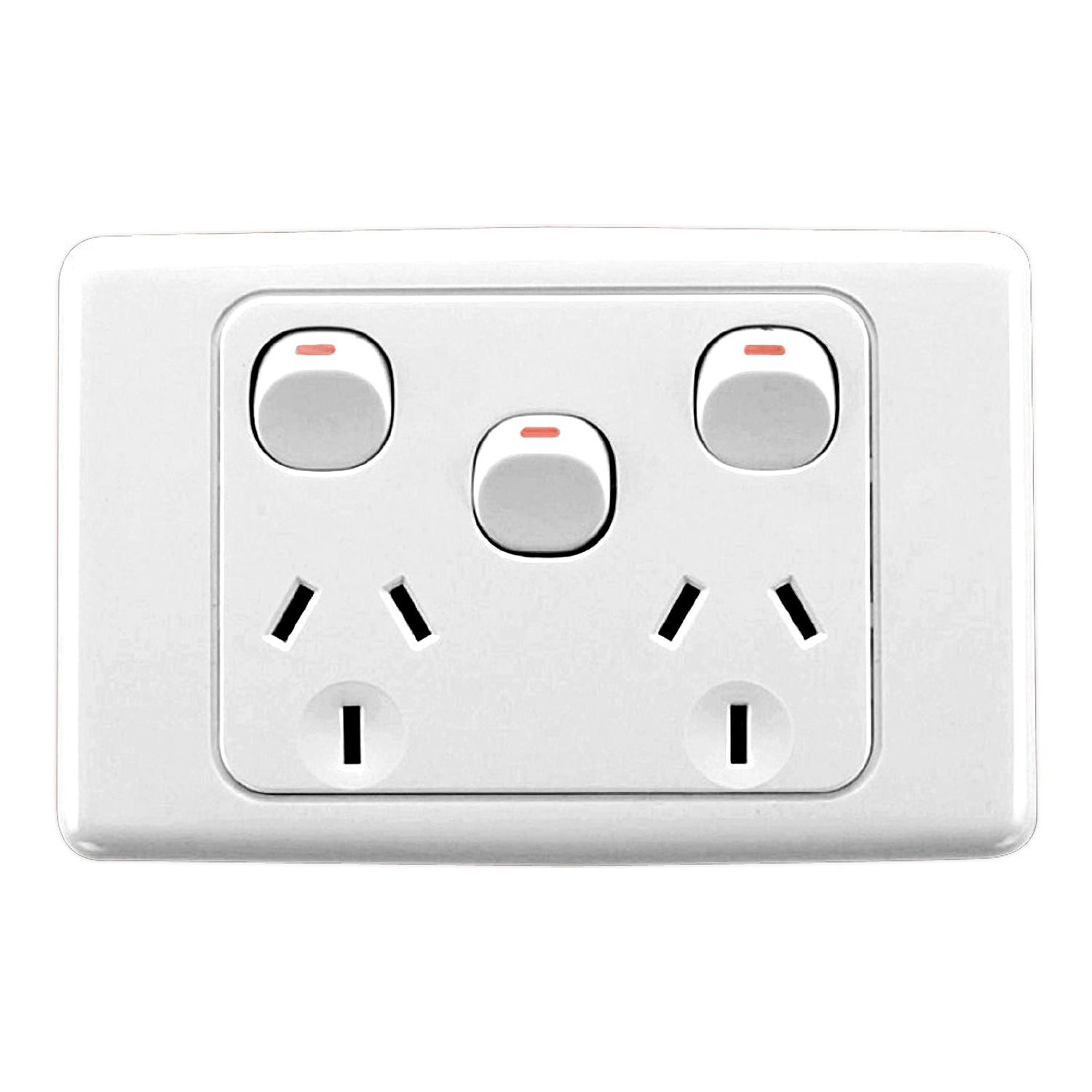 Picture of Twin Switch Socket Outlet, 2000 Series, 250V, 10A, Removable Extra Switch