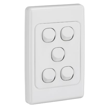 Picture of Flush Switch, 2000 Series, 5 Gang, 250VAC, 10A, Standard, Vertical