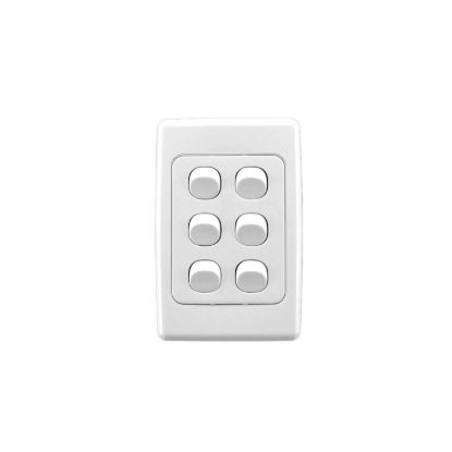 Picture of Flush Switch, 2000 Series, 6 Gang, 250VAC, 10A, Standard, Vertical