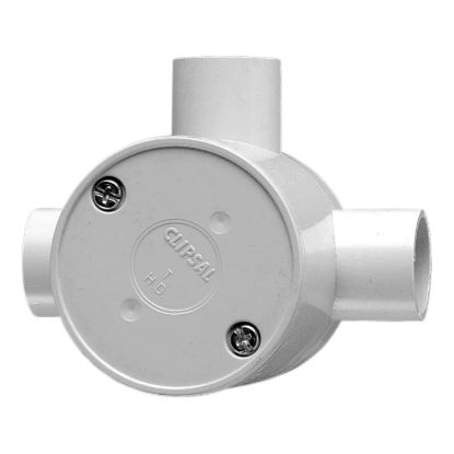 Picture of Round Junction Box, Clipsal - Cable Management, PVC, 25mm Entries, 3 Way