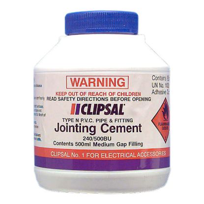 Picture of PVC Medium Gap Filling Blue Cement, Clipsal - Cable Management, 500ml Bottle with Brush