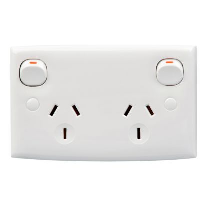 Picture of Twin Switch Socket Outlet, Standard Series, 250V, 10A, Standard Size, 2 Pole