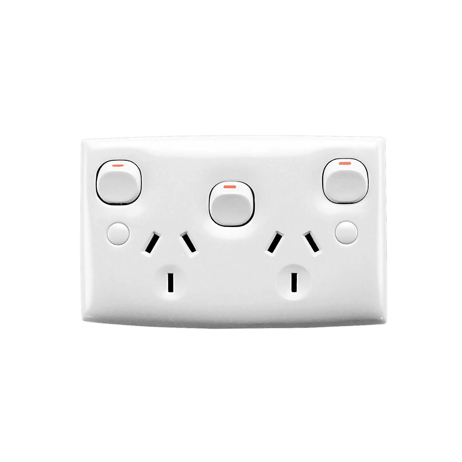 Picture of Twin Switch Socket Outlet, Standard Series, 250V, 10A, Standard Size, Removable Extra Switch