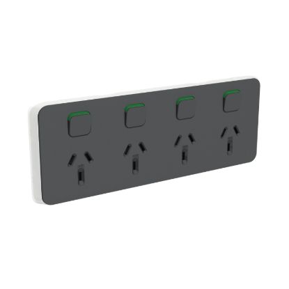 Picture of Quad Power Point Skin, Clipsal Iconic, Horizontal Mount, 250V, 10A, Clip-On