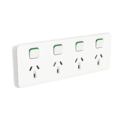 Picture of Quad Power Point Skin, Clipsal Iconic, Horizontal Mount, 250V, 10A, Clip-On
