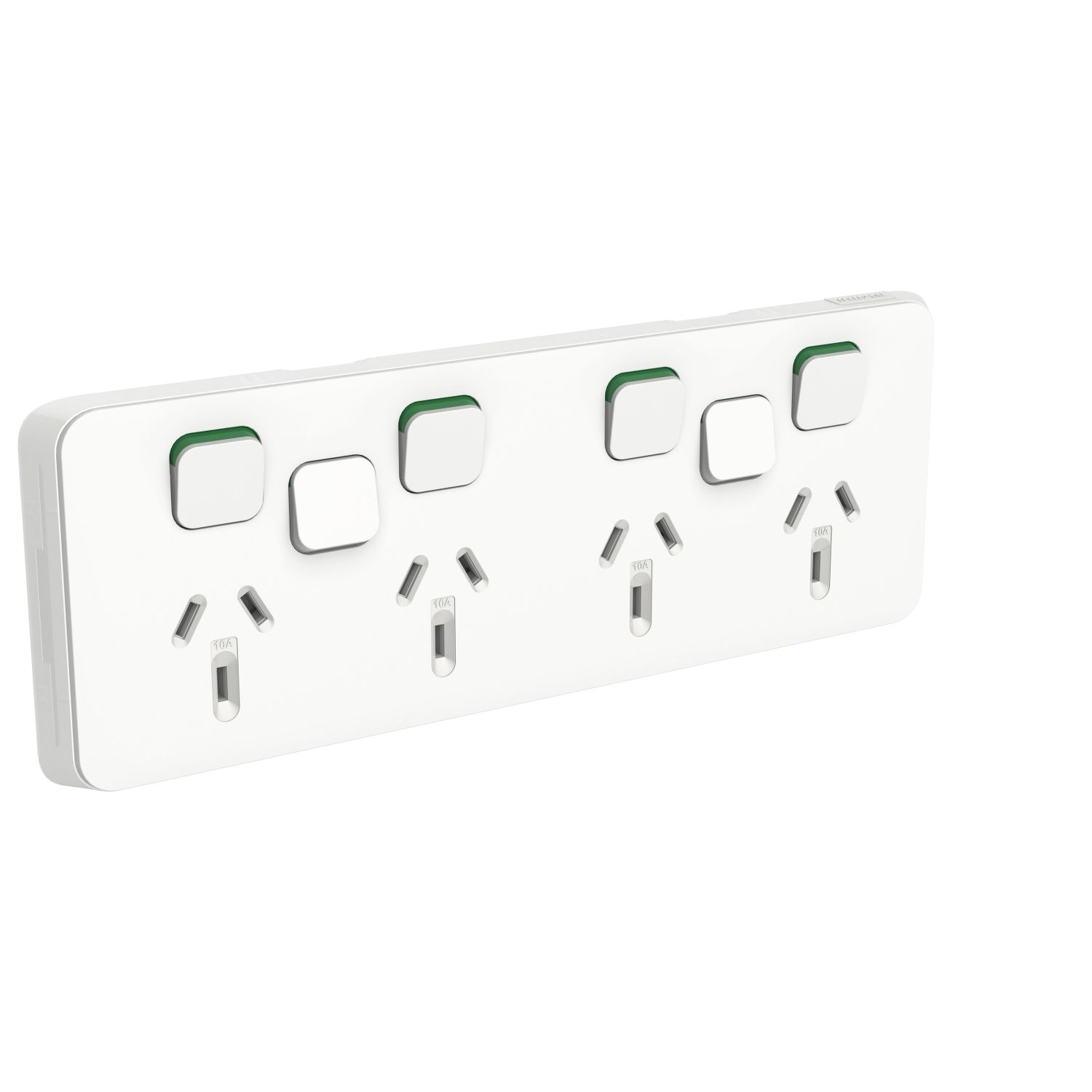 Picture of Quad Power Point Skin with 2 extra switches, Clipsal Iconic, Horizontal Mount, 250V, 10A, Clip-On