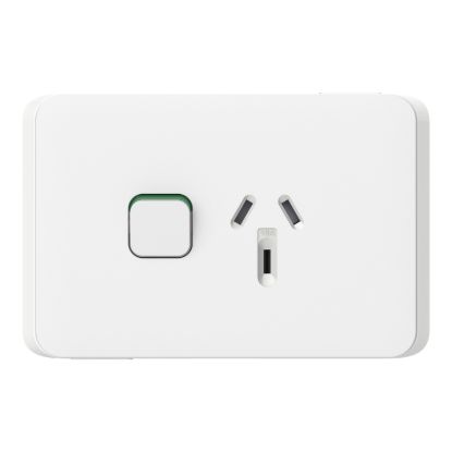 Picture of Single Power Point Skin, Clipsal Iconic, Horizontal Mount, 250V, 10A, Clip-On