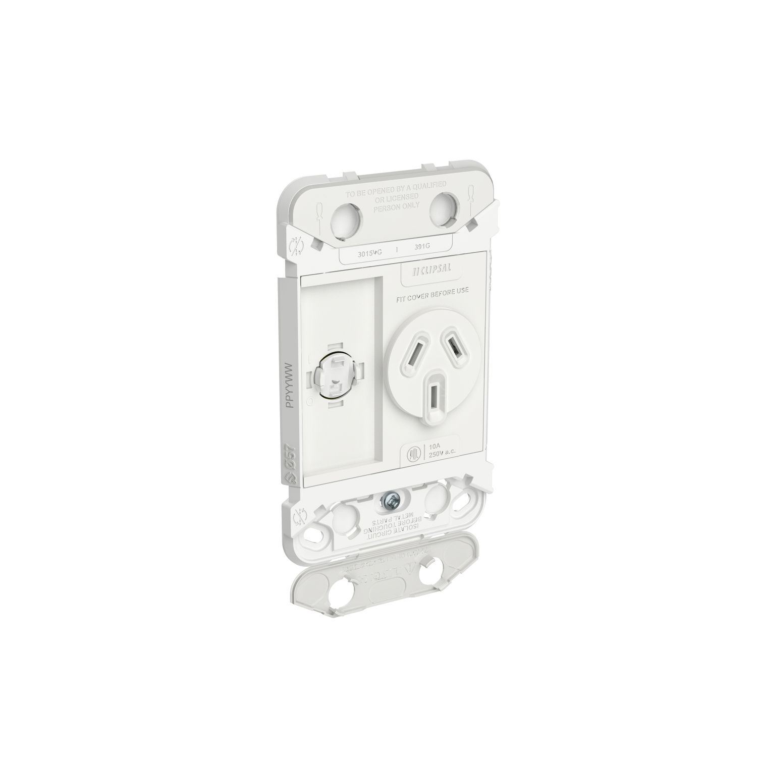 Picture of Single Switch Power Point Grid, Clipsal Iconic, Vertical Mount, 250V, 10A