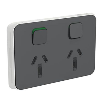 Picture of Double Power Point Skin, Clipsal Iconic, Horizontal Mount, 15A, 250V, Clip-On