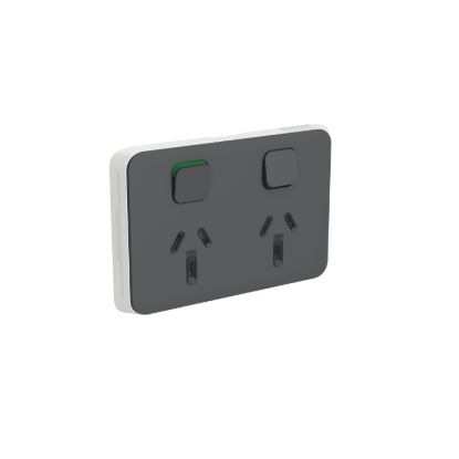 Picture of Double Power Point Skin, Clipsal Iconic, Horizontal Mount, 250V, 10A, Clip-On