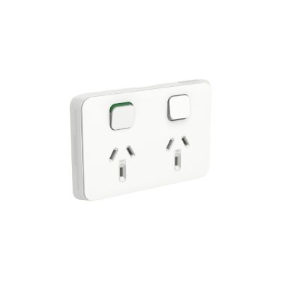 Picture of Double Power Point Skin, Clipsal Iconic, Horizontal Mount, 250V, 10A, Clip-On