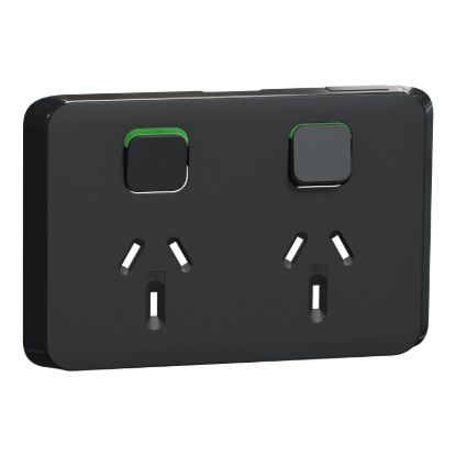 Picture of Double Power Point Skin, Clipsal Iconic, Horizontal Mount, 250V, 10A, Clip-On