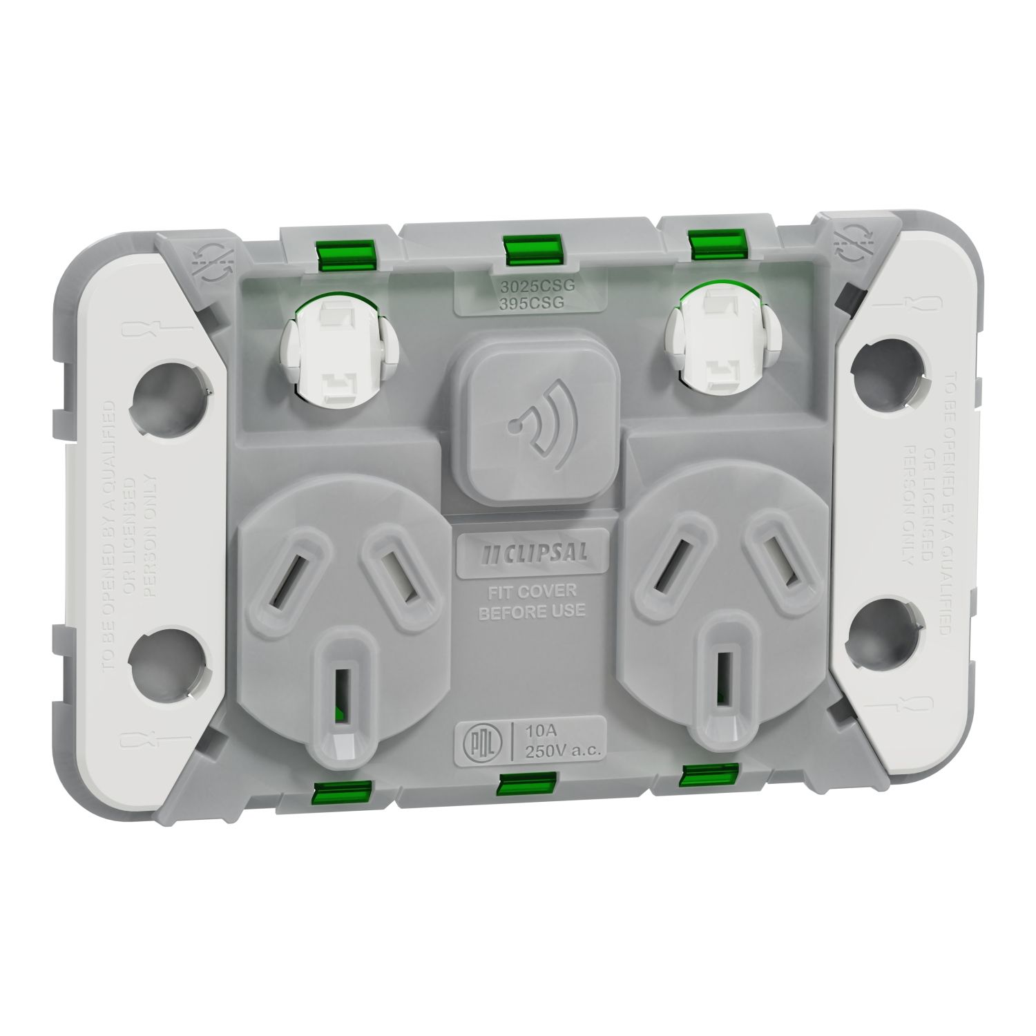 Picture of Connected Smart Socket, Clipsal Iconic, Zigbee Default Mode, Twin Horizontal, 10A, 240V, Grid
