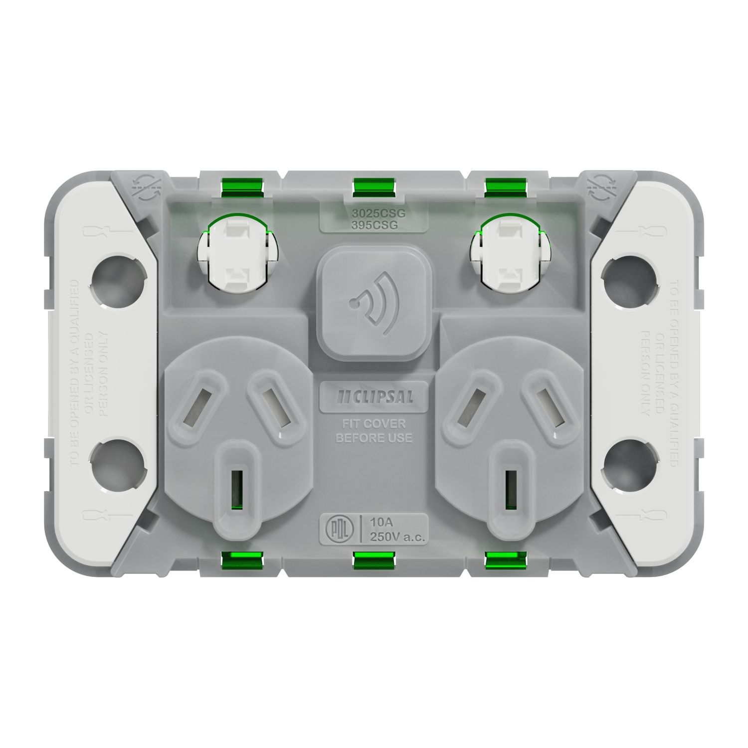 Picture of Connected Smart Socket, Clipsal Iconic, Zigbee Default Mode, Twin Horizontal, 10A, 240V, Grid