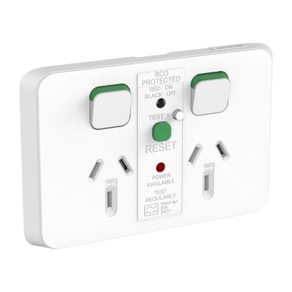 Picture of Double Power Point Skin, Clipsal Iconic, RCD Protected, Clip-On