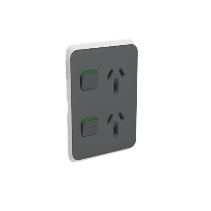 Picture of Double Power Point Skin, Clipsal Iconic, Vertical Mount, 250V, 10A, Clip-On