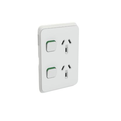 Picture of Double Power Point Skin, Clipsal Iconic, Vertical Mount, 250V, 10A, Clip-On