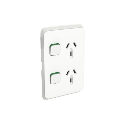 Picture of Double Power Point Skin, Clipsal Iconic, Vertical Mount, 250V, 10A, Clip-On