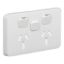 Picture of Double Power Point Skin with 1 extra switch, Clipsal Iconic, Horizontal Mount, 250V, 10A, Clip-On
