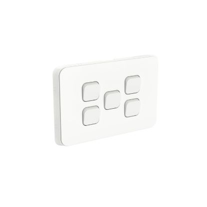 Picture of Flush Switch, Clipsal Iconic, Horizontal Mount, 5 Gang, 1-Way/2-Way, 230/240V 10AX