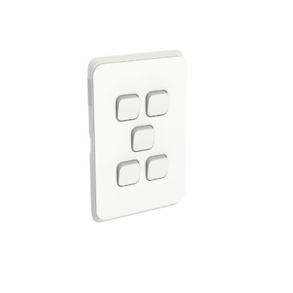 Picture of Flush Switch, Clipsal Iconic, Vertical Mount, 5 Gang, 230/240V, 10Ax1-Way/2-Way