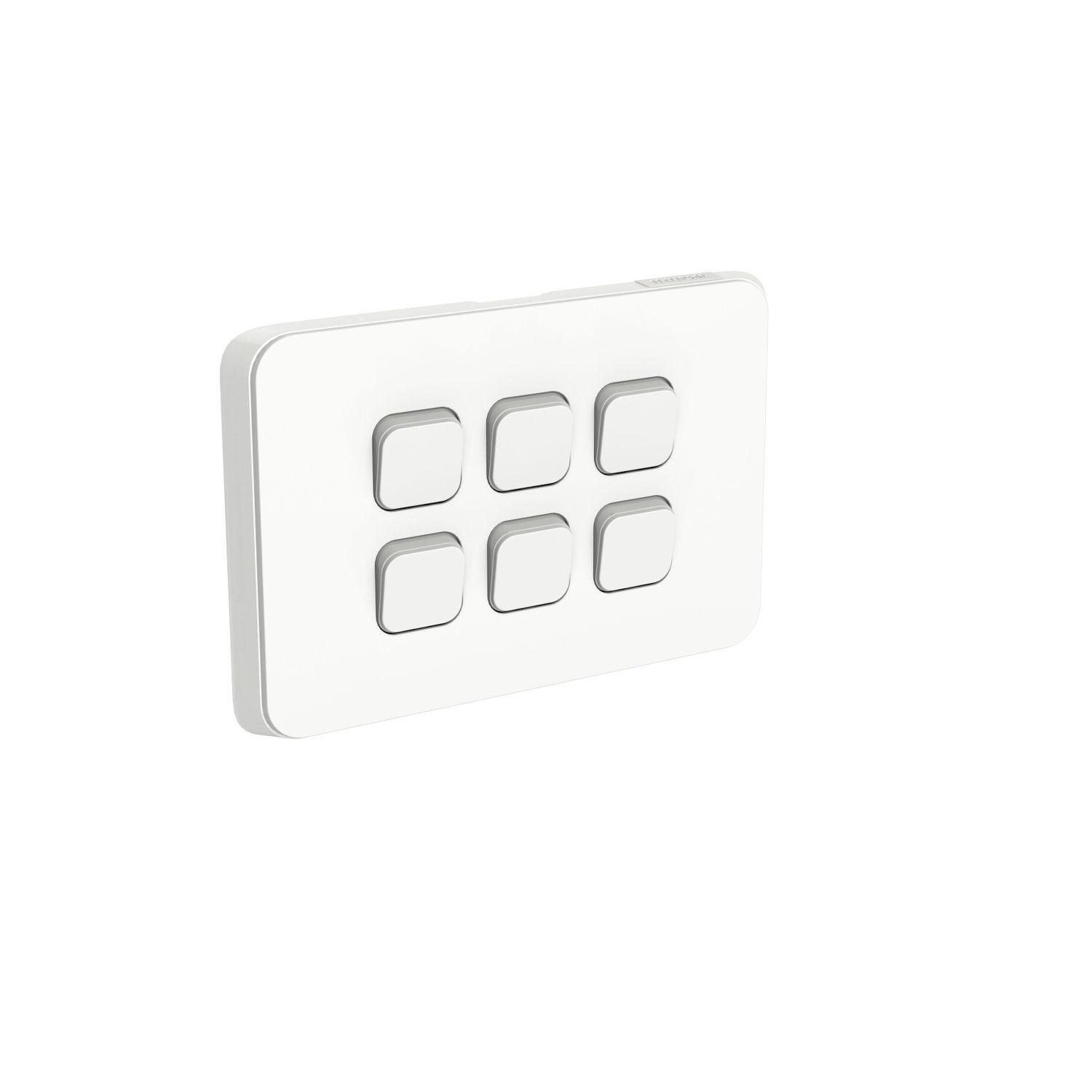 Picture of Flush Switch, Clipsal Iconic, Horizontal Mount, 6 Gang, 1-Way/2-Way, 230/240V 10AX