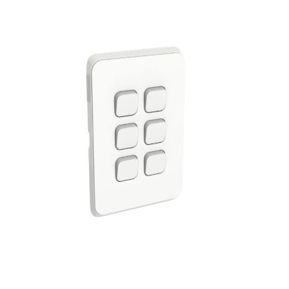 Picture of Flush Switch, Clipsal Iconic, Vertical Mount, 6 Gang, 1-Way/2-Way, 230/240V 10AX