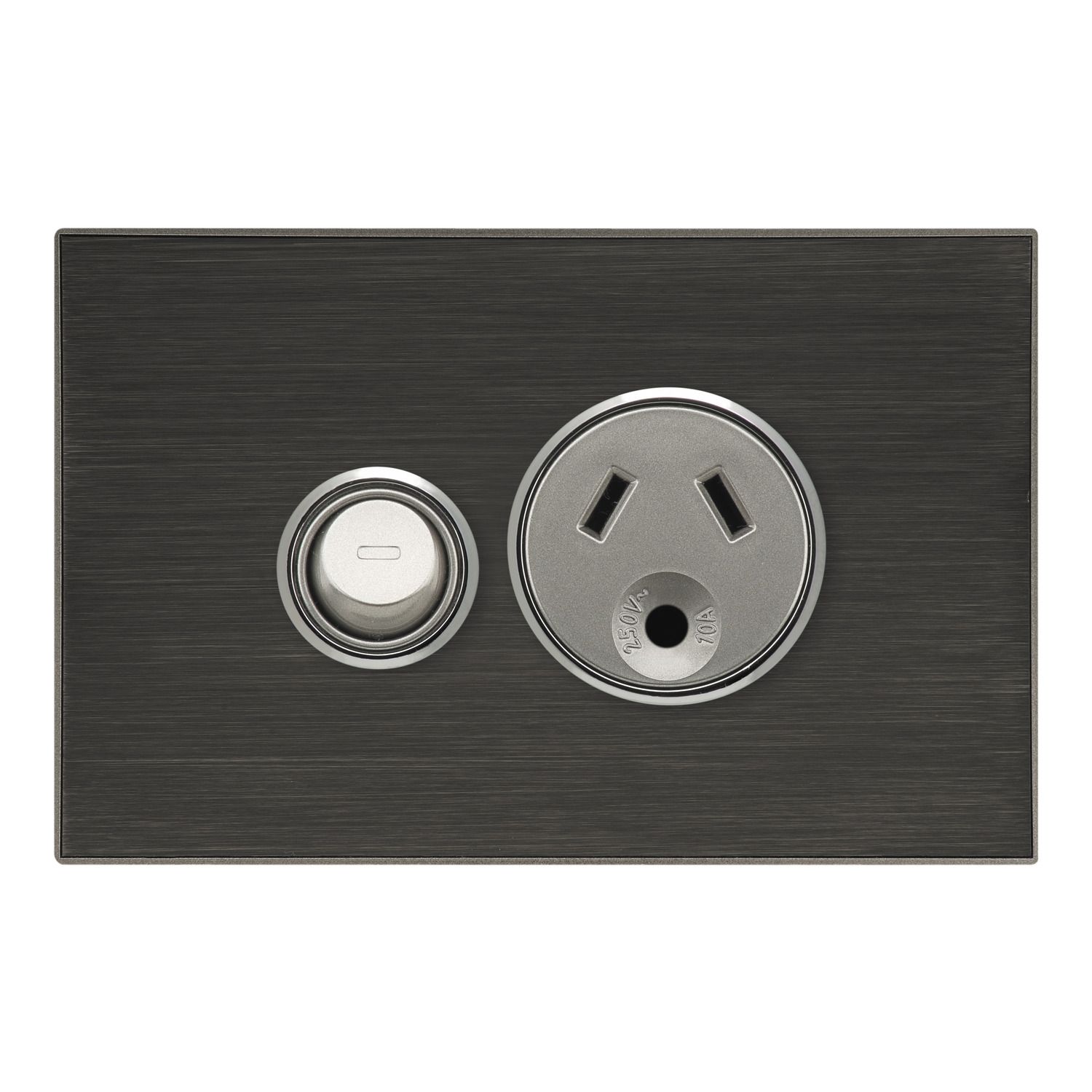 Picture of Single Switch Power Point with Round Earth, Saturn Series, 250V, 10A