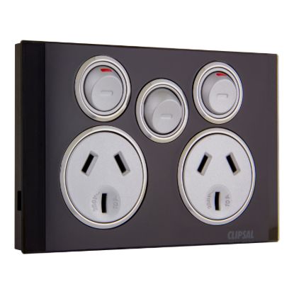 Picture of SOCKET TWIN EXTRA REM SWITCH