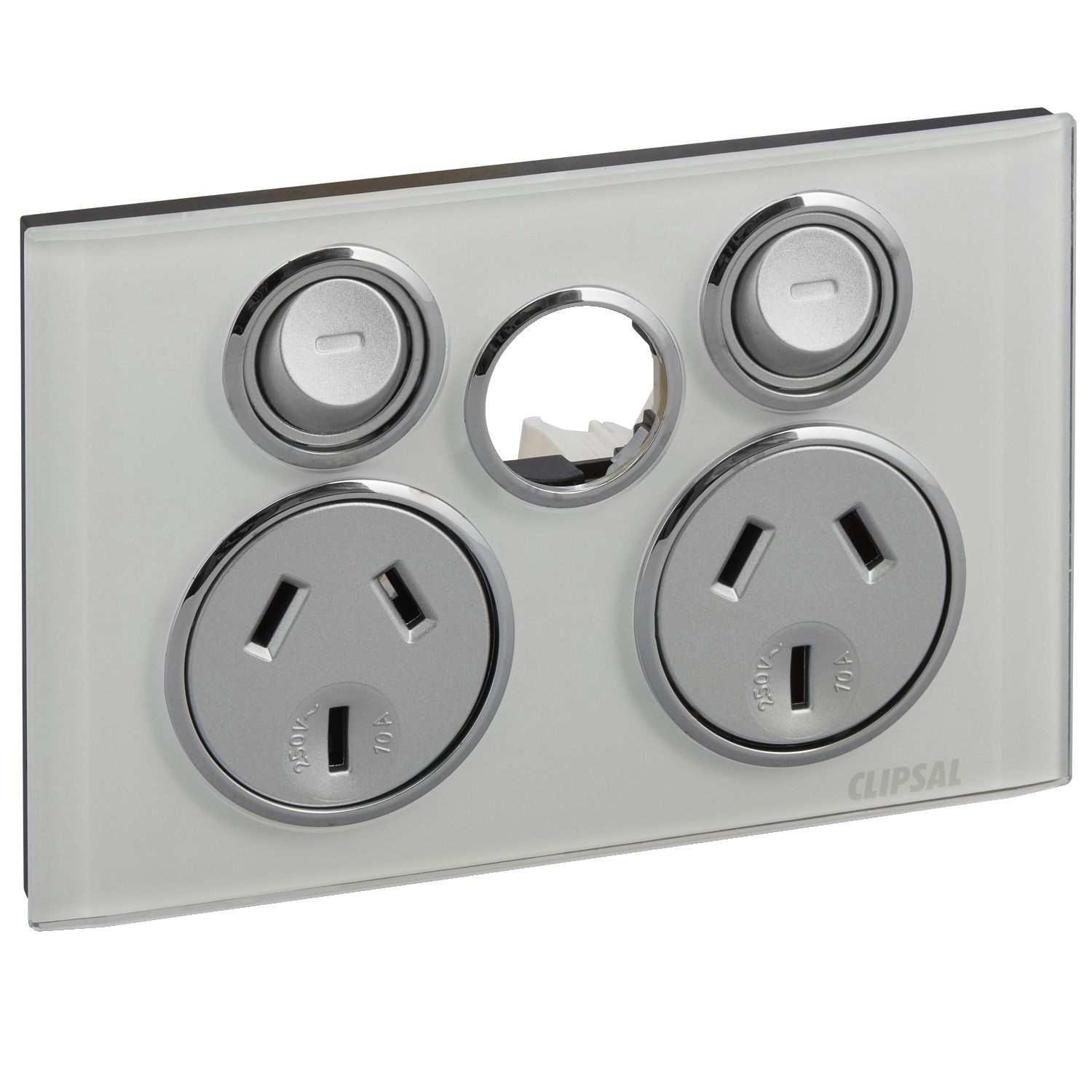 Picture of Socket Outlet Twin less Extra Switch PW