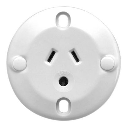 Picture of Single Socket Outlet, Standard Series, 250VAC, 10A, 3 PIN, Flush Mount, Round Earth Pin