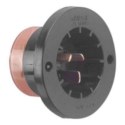 Picture of Socket Inlet, Standard Series, 3 PIN, 15A, 250V, Back Terminal Cover
