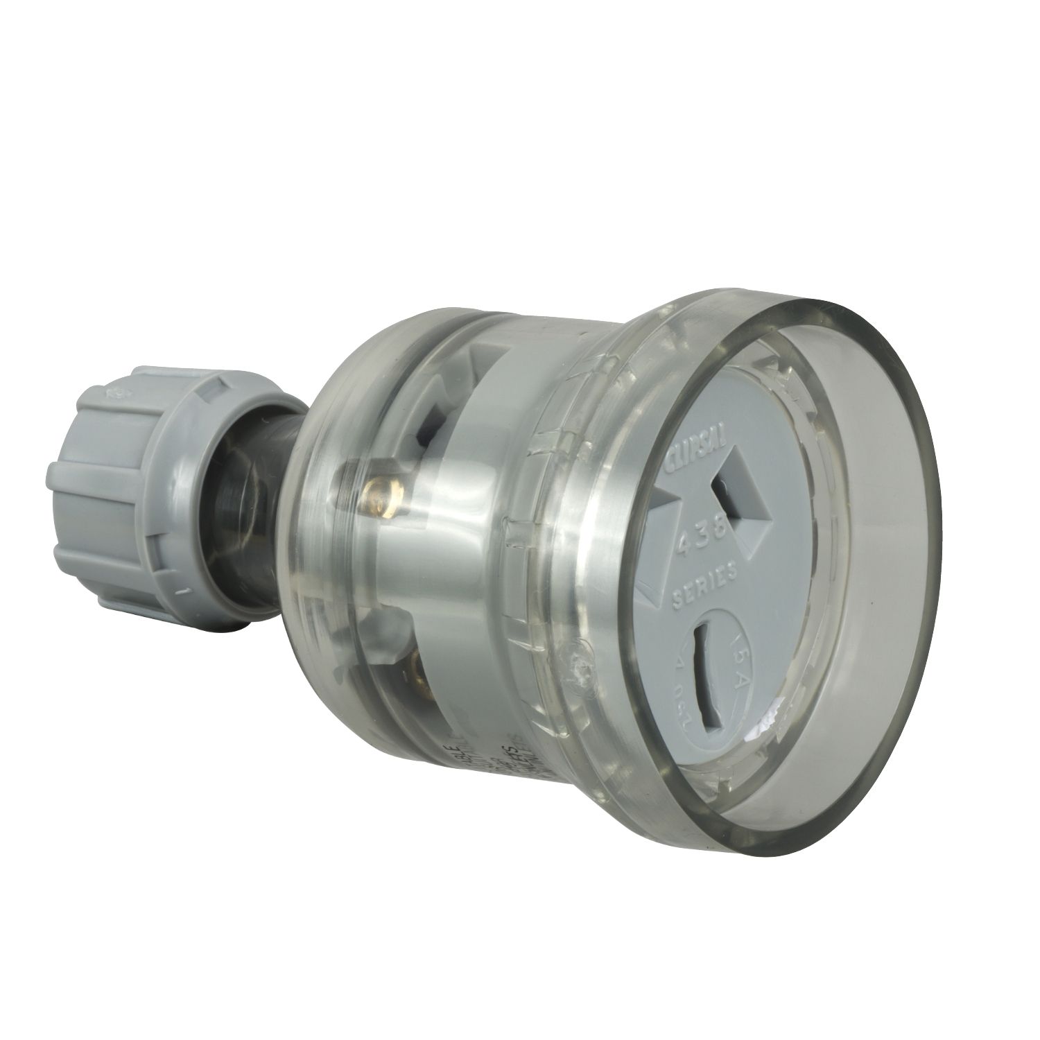 Picture of socket cord extension with 8mm shroud 1.5sq heavy duty flexible 15a, transparent